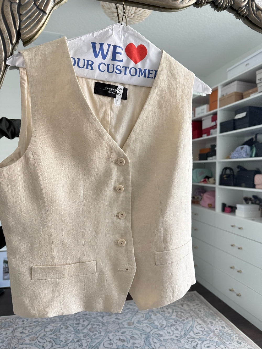Weekend Max Mara Linen Canvas Vest Size 6 - Picture 4 of 4